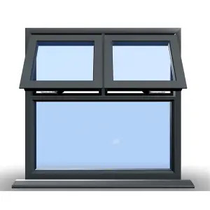 995mm (W) x 1095mm (H) Aluminium Flush Casement - 2 Top Opening Windows - Anthracite Internal & External