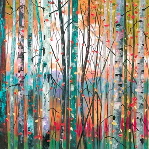 Colourful Nature Forest - Wrapped Canvas Painting 51cm H x 51cm W x 3.8cm D