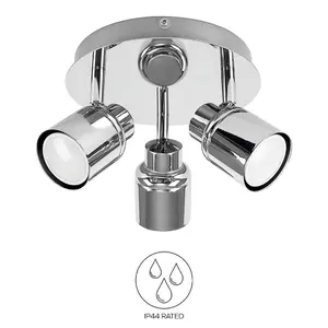 ValueLights Benton Silver Bathroom Ceiling Bar Spotlight and GU10 Spotlight LED 5W Warm White 3000K Bulbs