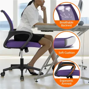 Yaheetech Ergonomic Mid-back Mesh Office Chair - Purple