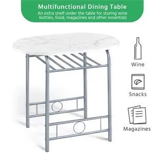 2 - Person Dining Set White/Silver / 76" H x 49" W x 43" D