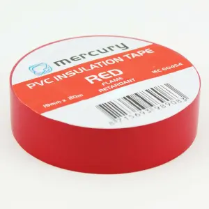 Red PVC Electrical Insulation Tape 20m x 19mm Flame Retardant Power Cable