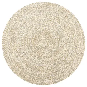 Handmade Rug Jute White and Natural 90 cm