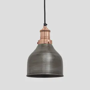 Industville Brooklyn Cone Pendant, 7 Inch, Pewter, Copper Holder