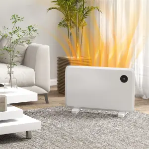 HOMCOM Electric Convector Heater, Quiet Space Heater w/ LED Display, White