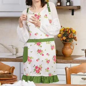 Vintage Style Pink Floral Print Adult Cooking Kitchen Apron