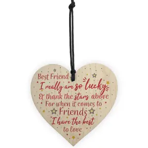 Red Ocean Handmade Best Friend Sign Friendship Plaque Wooden Hanging Heart Birthday Gift For Friend Chic Keepsake