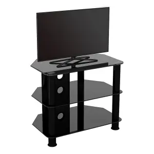 AVF Classic 60cm Glass Corner TV Stand with Cable Management for TVs up to 32" - Black