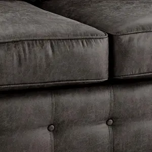 Oakland Suede Leather 2C2 Corner Sofa Black