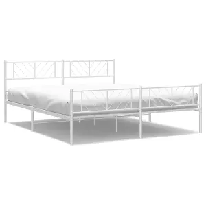 Berkfield Metal Bed Frame with Headboard and Footboard White 183x213 cm