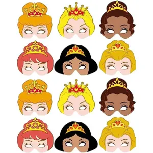 Princess Card Party Mask (Pack of 12) Multicoloured (One Size)