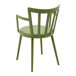 4 Pcs Green PP Dining Chairs PU Leather Padded with Armrest