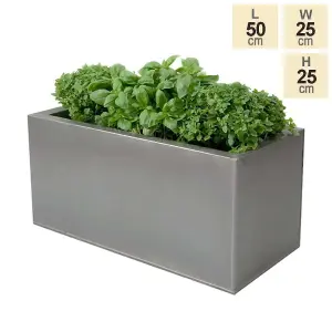 Primrose Zinc Steel Outdoor Silver Weather Resistant Patio Planter 50cm