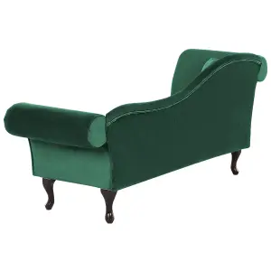 Left Hand Chaise Lounge Velvet Dark Green LATTES