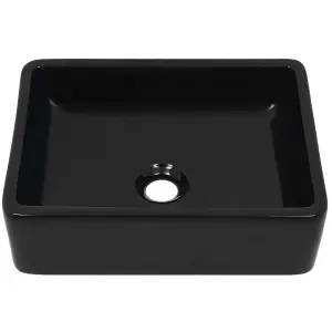 Berkfield Basin Ceramic Rectangular Black 41x30x12 cm