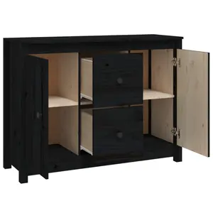 Torres 100Cm 2 Drawer Solid Wood Highboard Black