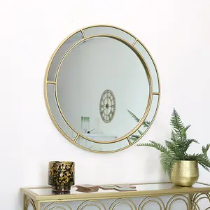 Melody Maison Large Round Gold Window Mirror 80cm x 80cm