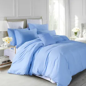 Marnisha Polyester Solid Colour Duvet Cover Set with Pillowcases Light Blue / Single - 1 Standard Pillowcase