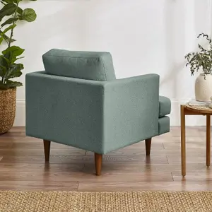 Furniturebox UK Fabric Armchair - 'Fleur' Upholstered Green Armchair - 100% Eco Recycled Fabric - Modern Living Room Furniture