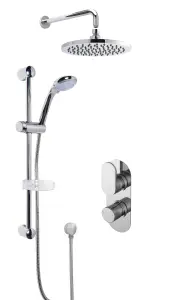 Current Concealed Round Twin Valve with Multi Function Slide Rail Kit, Arm & Head Shower Bundle - Chrome - Balterley