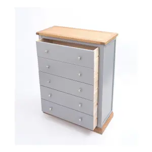 Biccari 5 Drawer Chest of Drawers Chrome Knob