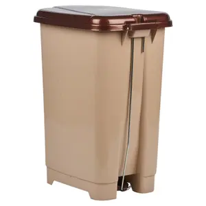 URBNLIVING Height 41cm Cappuccino 15L Slim Foot Pedal Rubbish Bin Trash Garbage Can Waste Basket With Insert & Lid