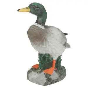 URBNLIVING 14cm Height 3 Pcs Decorative Duck Ornaments Polyresin Bird Sculpture Garden Collectables