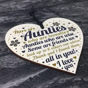 Red Ocean Auntie Gifts Wooden Heart Auntie Decoration THANK YOU Gift For Auntie Friendship Keepsake