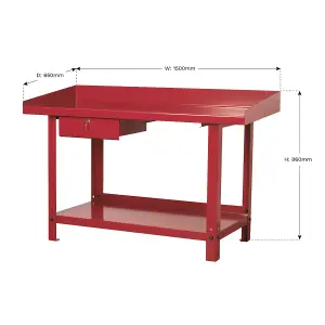 Sealey Workbench Steel 1.5 Meters With 1 Drawer Work Top 1000kg Capacity AP1015