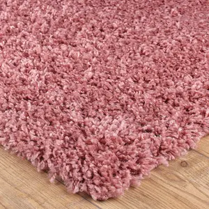 Modern Easy to Clean Pink Plain Shaggy Rug for Living Room and Bedroom-60cm X 110cm