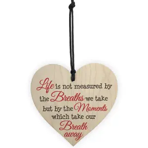 Red Ocean Life Best Moments Wooden Hanging Heart Plaque Gift Sign