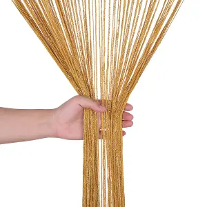 String Curtain Panel Spaghetti Tassel Curtain, 200cm x 90cm - Gold