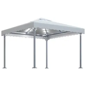 Berkfield Gazebo with LED String Lights 300x300 cm Cream Aluminium