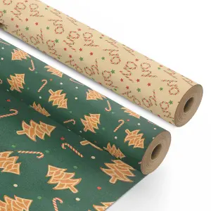 Kraft & Co 2 Pack Christmas Wrapping Paper Roll (Merry Chirstmas)