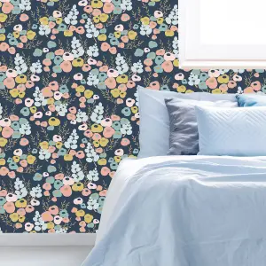 Superfresco Easy Lily Retro Navy Floral Wallpaper