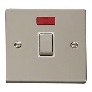 Pearl Nickel 1 Gang 20A Ingot DP Switch With Neon - White Trim - SE Home