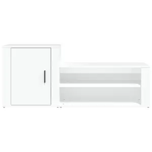 Shoe Cabinet White 130x35x54 cm Engineered Wood