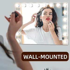 Matteo Hollywood Vanity Mirror Makeup Mirror 18 LED Dimmable Bulbs 3 Colour Bedroom Cosmetic Mirror Table and Wall MT008058-1