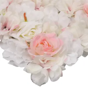 Artificial Flower Wall Backdrop Panel, 60cm x 40cm, Sophie Blush Roses