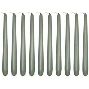 Tapered Dinner Candles, Pack of 10, Unscented, Long Burning Time, 24 cm / 19.45" (Silver, Metallic)