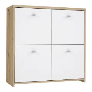 Best Chest Storage Cabinet with 4 Doors in Artisan Oak/White