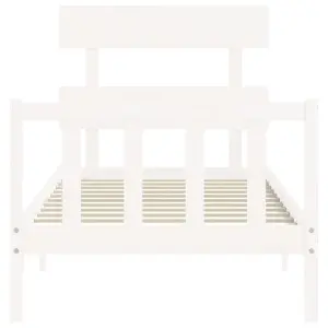 Berkfield Bed Frame with Headboard White 90x200 cm Solid Wood