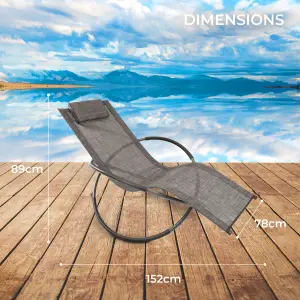 GardenKraft Rocking Moon Sun Lounger - Grey Colour