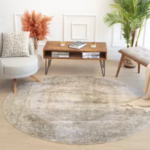 BOKA Round Machine Washable Vintage Area Rug 200 x 200 cm