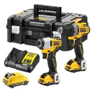 Dewalt 12v Brushless Compact Twin Pack Combi Drill Impact + X3 12V 3Ah battery