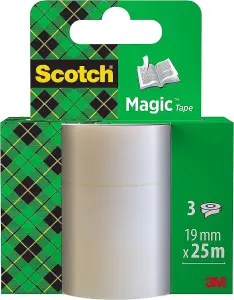 Scotch Magic Invisible Tape - 3 Refill Rolls, 19mmx25m - General Purpose Sticky Tape