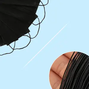 2mm Elastic Cord, Thread Beading String Round Cord Stretchy Elastic, Black - 25 Metres