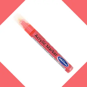 Acrylic Paint Marker Pen Permanent for Stone Leather Fabric Plastic (Metallic Neon Red)