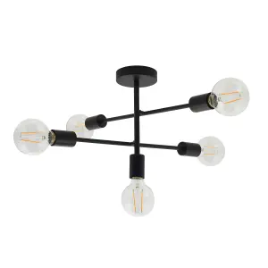 Anson Lighting Arvilla 5lt Semi Flush light finished in matt black