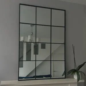 Rectangle Metal Window Panel Mirror Black / 120cm H x 80cm W